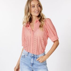 ESQUALO Coral Lace Blouse